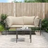 vidaXL 3-tlg. Garten-Lounge-Set mit Kissen Grau Poly Rattan Produktbild-Vorschau 2