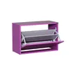 A purple shoe cabinet with two open compartments. Voir les images du produit