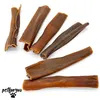 Several dried deer skin chews are arranged on a white background. Produktbild-Vorschau