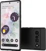 A black silicone phone case is shown next to a Google Pixel 6 Pro phone. Produktbild-Vorschau