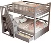 A gray bunk bed with stairs and storage drawers, shown against a white background. Voir les images du produit