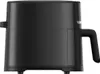 A black air fryer is shown from the side against a white background. Produktbild-Vorschau