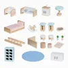 Tragbares Puppenhaus im Koffer Rosa mit Holzmöbeln & Produktbild-Vorschau 8