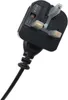A close-up of a black UK electrical plug with a black cable attached. Podgląd zdjęcia produktu