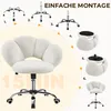 An instructional image showing the assembly steps for a white fluffy office chair. Produktbild-Vorschau