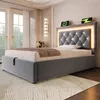 A modern bedroom with a bed, dresser, and windows. Náhľad obrázku produktu