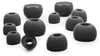 A collection of black silicone earbud tips of various sizes arranged on a white background. Anteprima dell’immagine prodotto
