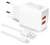 Doppel Schnellladegerät mit Kabel – 2x USB-A Ports Produktbild-Vorschau 2