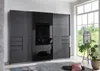 A modern bedroom with a large sliding door wardrobe and a window. Produktbild-Vorschau