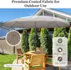 An outdoor patio scene with a large umbrella over a wooden table and chairs. Náhľad obrázku produktu