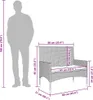 A diagram showing the dimensions of a two-seater garden bench next to a silhouette of a person for scale. Anteprima dell’immagine prodotto