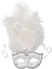 Venezianische Maske mit Federn - silber Produktbild-Vorschau 1
