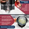 A collage of images showcasing a hot beverage station and its various uses, including preparing drinks and warming food. Produktbild-Vorschau
