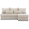 A beige corduroy sectional sofa with multiple throw pillows. Produktbild-Vorschau
