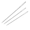Three sewing needles of varying sizes are arranged diagonally against a white background. Produktbild-Vorschau
