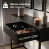 Tavolo consolle stile loft ELANO 2 cassetti 80 cm Nero Anteprima dell’immagine prodotto 5