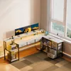 ZELURXX Table d'ordinateur en L avec tiroirs et support Voir les images du produit 7