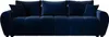 A dark blue sofa with throw pillows, presented against a white background. Produktbild-Vorschau