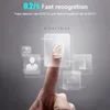 A finger is shown pressing a fingerprint scanner with biometric data displayed around it. Produktbild-Vorschau