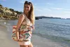 styleBREAKER Strandtasche mit buntem Feder Muster und Bast Produktbild-Vorschau 3
