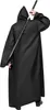 A person wearing a black hooded robe and carrying a sword on their back. Produktbild-Vorschau