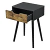 A black and wood-grain side table with an open drawer, shown against a white background. Náhled obrázku produktu