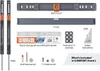 An image displaying the contents of a TV wall mount kit, with each component labeled. Produktbild-Vorschau