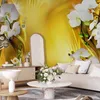 Selbstklebende Folie Fototapete - Orchid in Gold 343x256 cm Produktbild-Vorschau 1