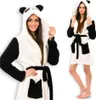 Caldo accappatoio panda da donna con cappuccio, legato, Anteprima dell’immagine prodotto 1