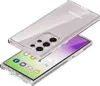 A clear phone case is shown with a phone inside, displaying its screen and camera array. Produktbild-Vorschau