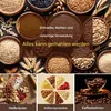 A collage of images showcasing various grains, beans, herbs, and coffee beans, with text overlays. Produktbild-Vorschau