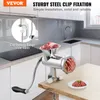 A meat grinder is shown in a kitchen setting, with text highlighting its features. Produktbild-Vorschau
