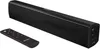 A black soundbar and its remote control are shown against a white background. Voir les images du produit