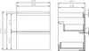 Technical drawings with dimensions of a bathroom cabinet. Produktbild-Vorschau