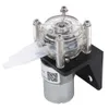 A close-up studio shot of a peristaltic pump with a clear head and a silver motor, mounted on a black bracket. Anteprima dell’immagine prodotto