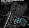 Close-up of a black phone case with a ring holder and a camera cover, attached to a magnetic car mount. Produktbild-Vorschau