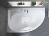 A top-down view of a white corner bathtub in a modern bathroom. Produktbild-Vorschau