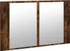 A product shot of a wooden framed mirror with two panels. Produktbild-Vorschau
