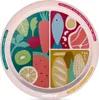 A circular plate divided into four sections, each illustrating different food groups with colorful cartoon-style graphics. Náhled obrázku produktu