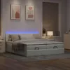 vidaXL Ottoman-Bett mit Matratzen & LEDs Hellgrau 200x200 Produktbild-Vorschau 3