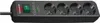 A black power strip with four outlets and a green on/off switch. Produktbild-Vorschau