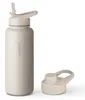 Trinkflasche Edelstahl 1L Thermoflasche Sport Gym Flasche isoliert beige Vinsun Produktbild-Vorschau