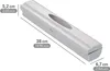 A white plastic cling film dispenser with dimensions indicated. Produktbild-Vorschau