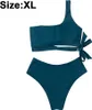 Damen Bikini Set Rüschen One Shoulder Bikini High Waist Produktbild-Vorschau 2