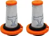 Two vacuum cleaner filters with orange tops and bases, and white mesh bodies with blue dashed outlines. Produktbild-Vorschau