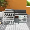 Garten-Lounge-Set Outdoor-Ecksofa + Glas-Couchtisch Jamila Produktbild-Vorschau 11