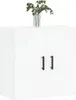 A white cabinet with two doors and black handles, topped with a vase of green plants. Náhľad obrázku produktu