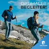 Two people hiking up a rocky, grassy slope with hiking poles. Voir les images du produit
