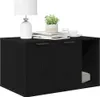 A black wooden cabinet with two doors and an open shelf on the right, decorated with a lamp, a plant, and books. Produktbild-Vorschau