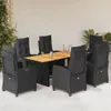 vidaXL 7-tlg. Garten-Essgruppe mit Kissen Schwarz Poly Produktbild-Vorschau 2